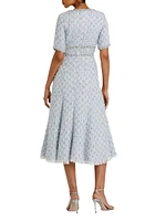 Beaded Tweed Midi-Dress