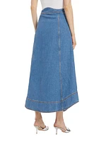 Denim Wave Maxi Skirt