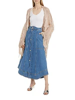 Denim Wave Maxi Skirt