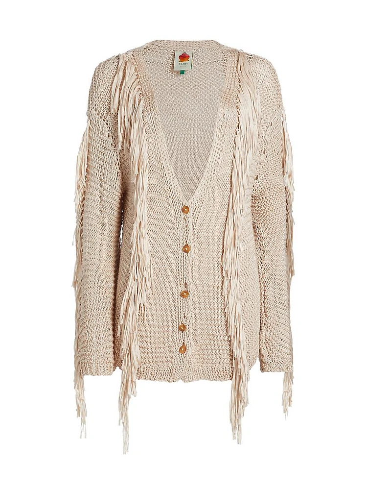 Sand Striped Fringe Cardigan