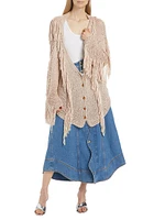 Sand Striped Fringe Cardigan