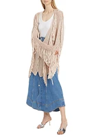 Sand Striped Fringe Cardigan