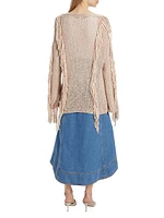 Sand Striped Fringe Cardigan