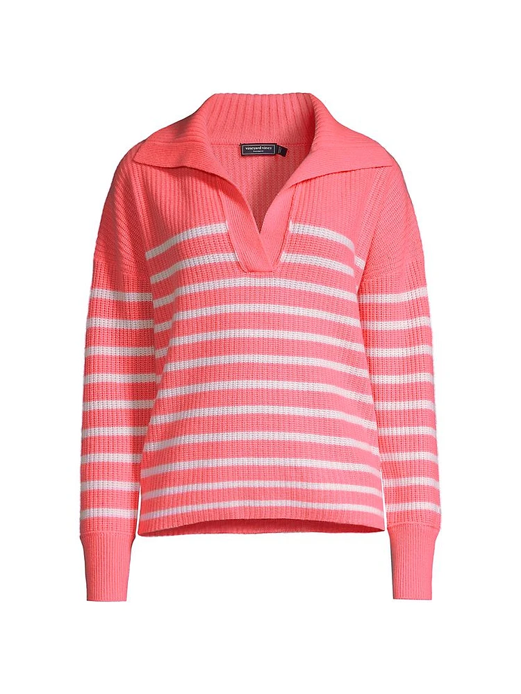 Striped Rib-Knit Cashmere Sweater