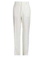 Pinstriped Wool Straight-Leg Pants