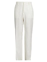 Pinstriped Wool Straight-Leg Pants