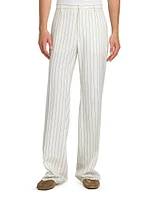 Pinstriped Wool Straight-Leg Pants