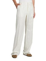 Pinstriped Wool Straight-Leg Pants