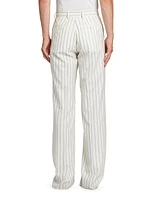 Pinstriped Wool Straight-Leg Pants