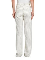 Pinstriped Wool Straight-Leg Pants