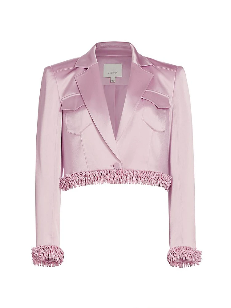 Ida Beaded-Trim Satin Crop Jacket