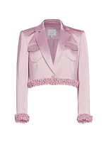 Ida Beaded-Trim Satin Crop Jacket