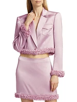 Ida Beaded-Trim Satin Crop Jacket