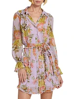 Estelle Faded Chrysanthemum Chiffon Minidress