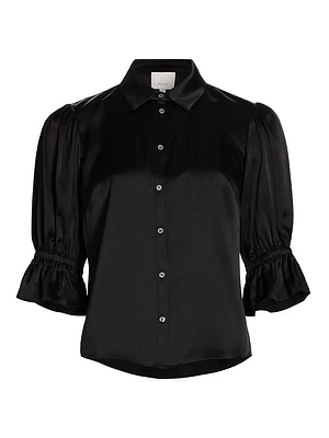 Fiona Silk Puff-Sleeve Blouse