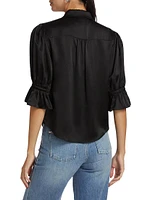 Fiona Silk Puff-Sleeve Blouse