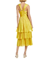 Malia Pleated Satin Midi-Dress