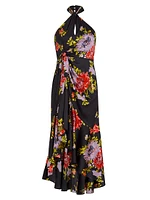 Josie Floral High-Low Halterneck Dress