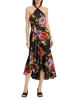 Josie Floral High-Low Halterneck Dress