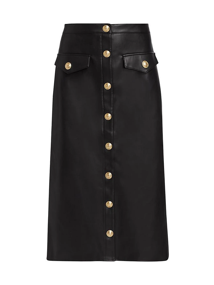 Milann Faux Leather Midi-Skirt