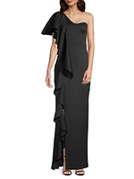 Eve Percy Ruffled One-Shoulder Gown