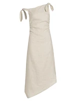 Affogato Linen Tie-Shoulder Maxi Dress