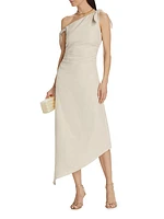 Affogato Linen Tie-Shoulder Maxi Dress