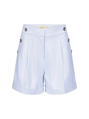 Linen-Blend Pleated Sailor Shorts