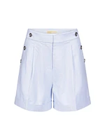 Linen-Blend Pleated Sailor Shorts