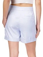 Linen-Blend Pleated Sailor Shorts