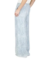 Petal-Print Wide-Leg Pants