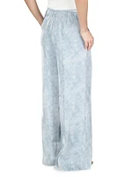 Petal-Print Wide-Leg Pants