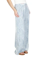 Petal-Print Wide-Leg Pants