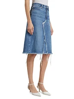 Deconstructed Denim Midi-Skirt