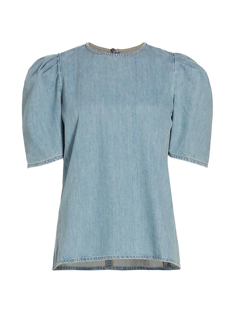 Sonder Denim Puff-Sleeve Blouse