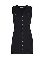 Button-Front Stretch-Wool Minidress