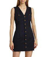 Button-Front Stretch-Wool Minidress