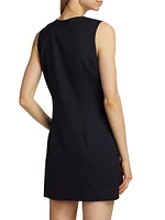 Button-Front Stretch-Wool Minidress