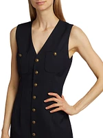 Button-Front Stretch-Wool Minidress