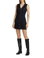 Button-Front Stretch-Wool Minidress