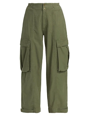 Pleated Wide-Leg Cargo Pants