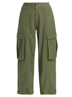 Pleated Wide-Leg Cargo Pants