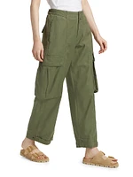 Pleated Wide-Leg Cargo Pants