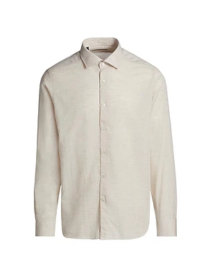 COLLECTION Heathered Woven Long-Sleeve Shirt