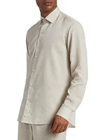 COLLECTION Heathered Woven Long-Sleeve Shirt