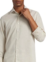 COLLECTION Heathered Woven Long-Sleeve Shirt