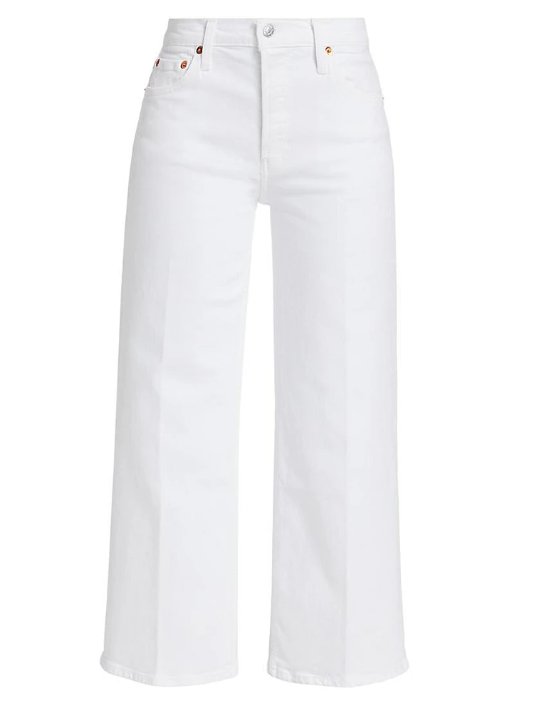 Twill Mid-Rise Crop Wide-Leg Pants