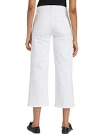 Twill Mid-Rise Crop Wide-Leg Pants