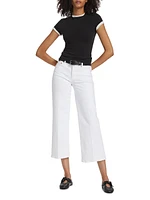 Twill Mid-Rise Crop Wide-Leg Pants