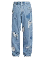 Queen Of The Coast Heart Patchwork Jeans